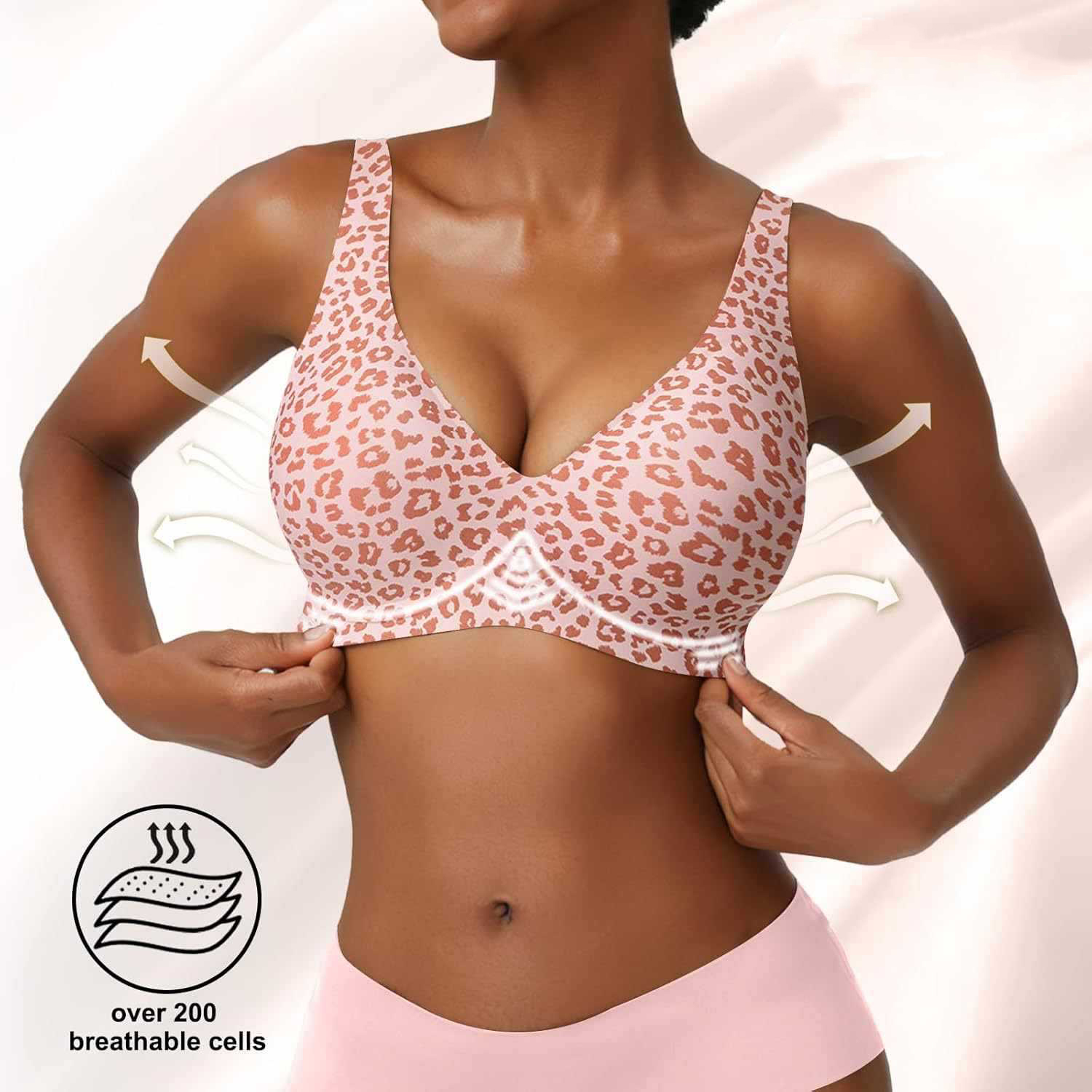 Women's Seamless Pink Leopard  - đánh giá và giá Full Coverage Bra