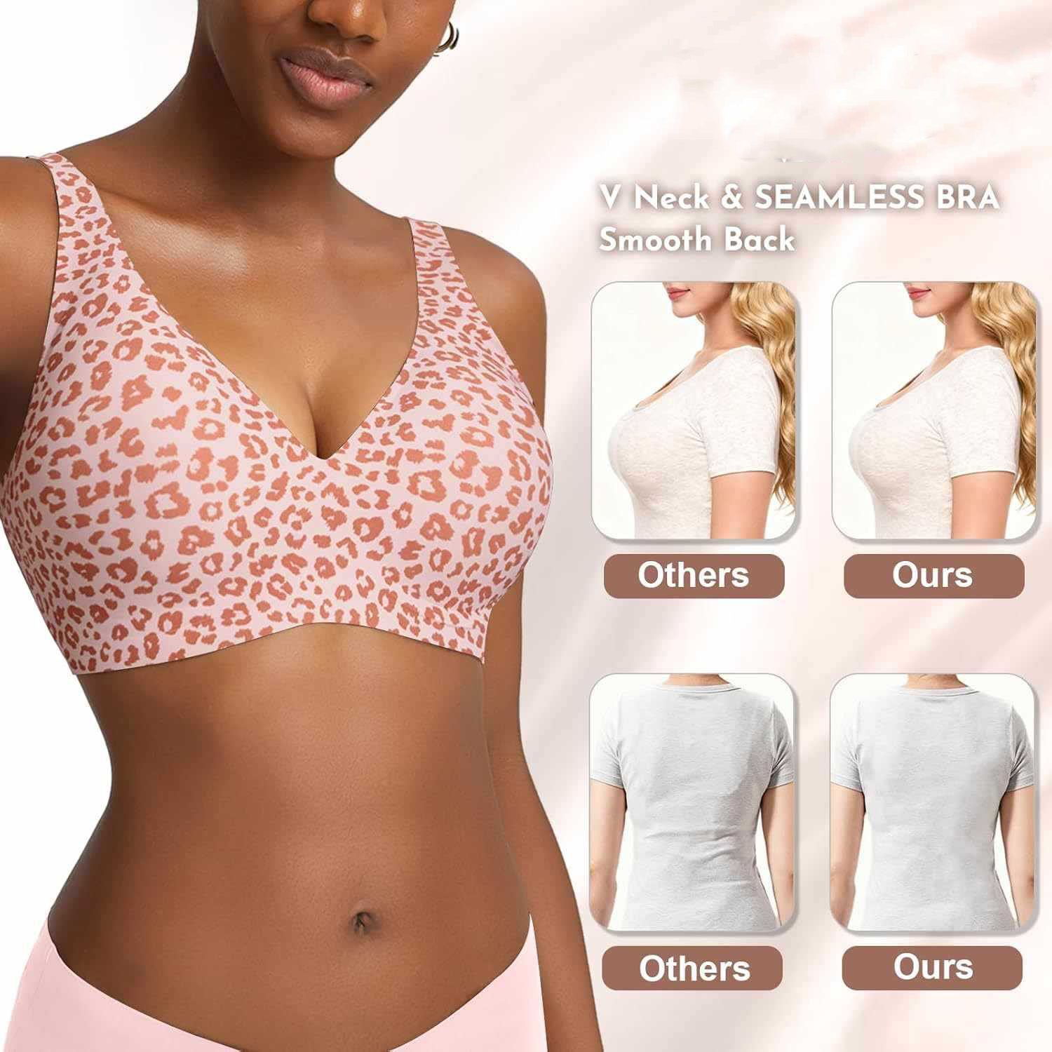 Women's Seamless Pink Leopard  - đánh giá và giá Full Coverage Bra