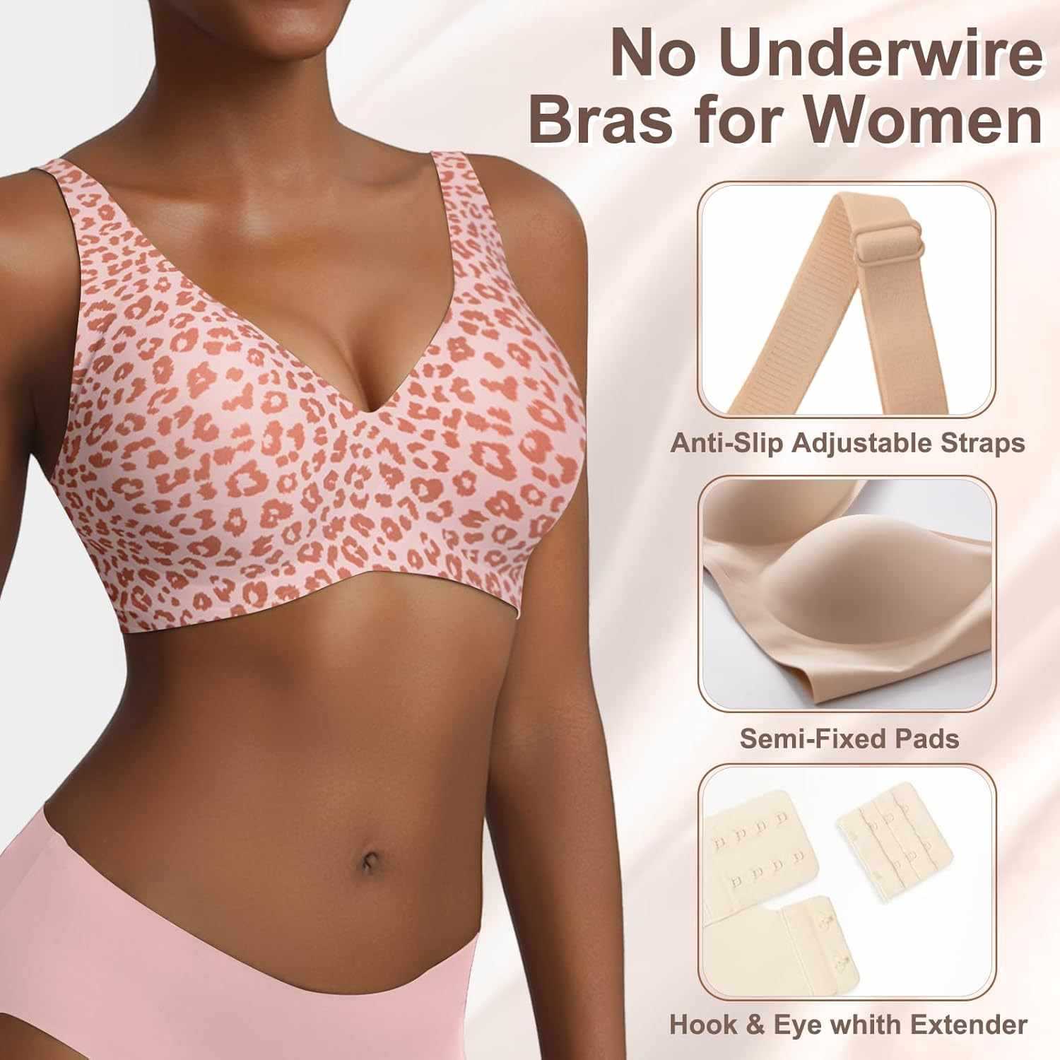 Women's Seamless Pink Leopard  - đánh giá và giá Full Coverage Bra